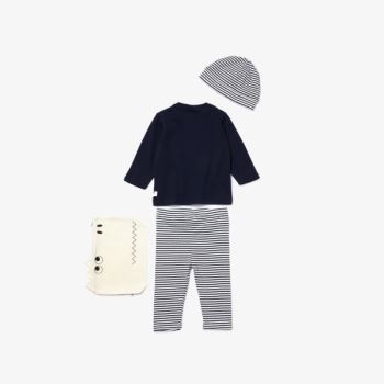 Lacoste Croc Pouch Ribbed Cotton Pajama Set - Tričko Dětské Černé / Bílé | CZ-Vzsz3A